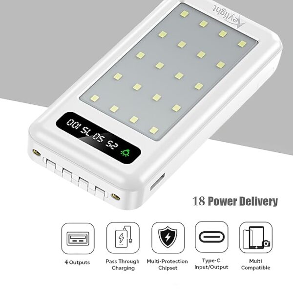 20W10000 mAh Solar Power Bank with 4 in 1 Data Cable Dual Output USB & Type-C Input 2 Flash Light suitalble for campaigns and Outdoor compatiable with Apple & All Devices - Image 3