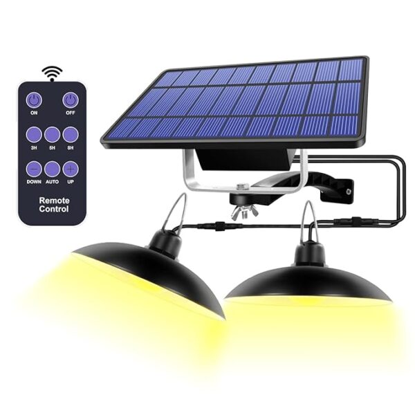 Plastic Solar Light Outdoor Hanging 16Ledx2, 5500Mah Battery,Indoor Ip65 Waterproof Lamp With Double Head [Warm Yellow Light, Pack of1]